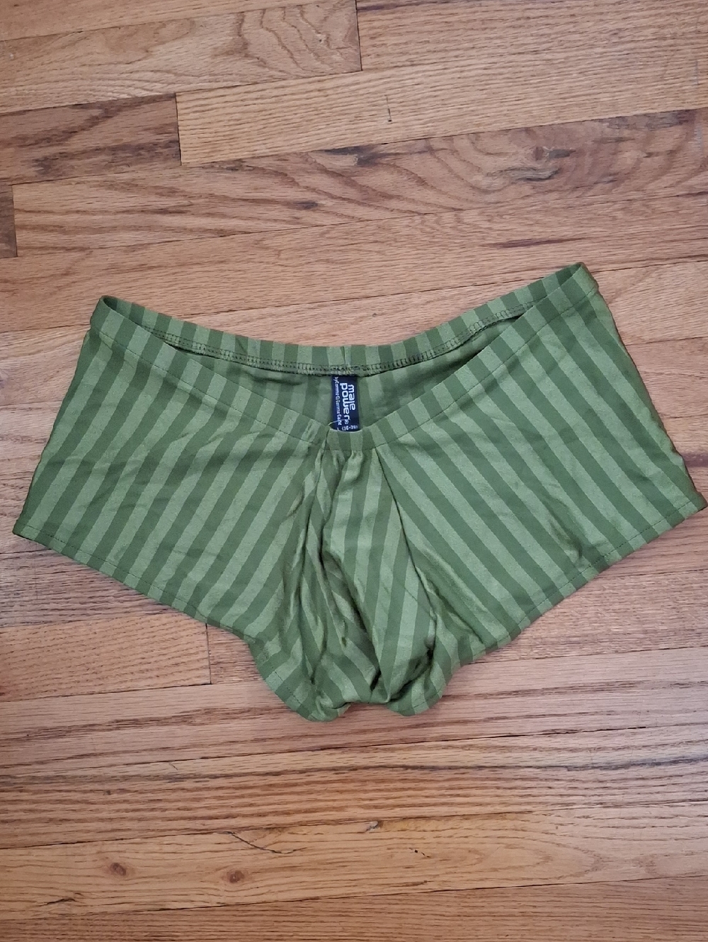 Vintage Male Power Olive Green Striped Underwear_1